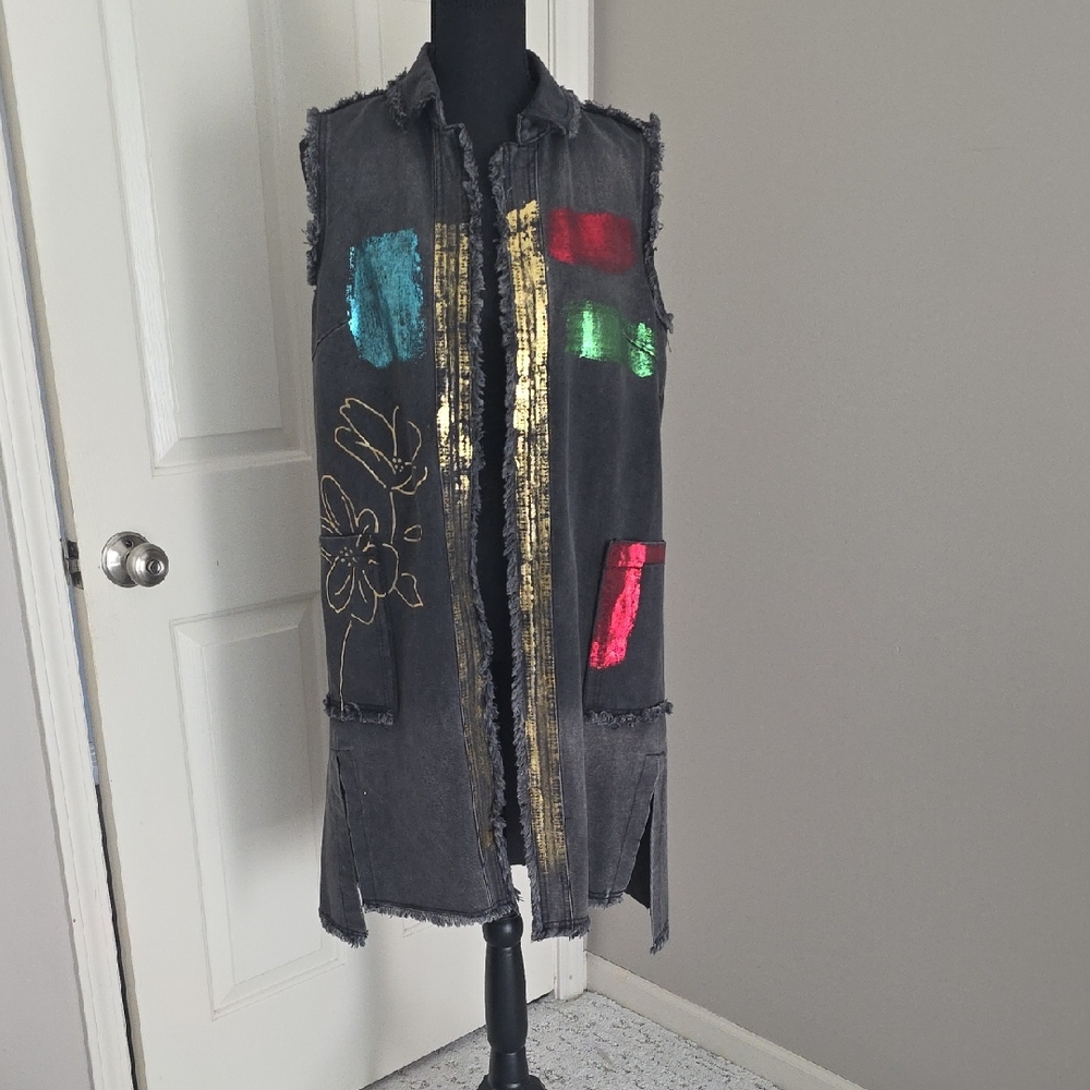 Frank Lyman Design Black Denim Vest
